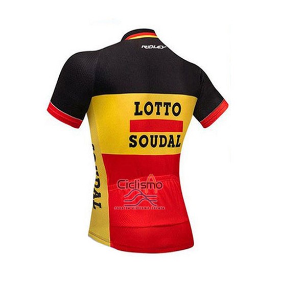 Lotto Soudal Ropa Ciclismo Culotte Corto 2018 Mangas Cortas Negro AMarillo Rojo